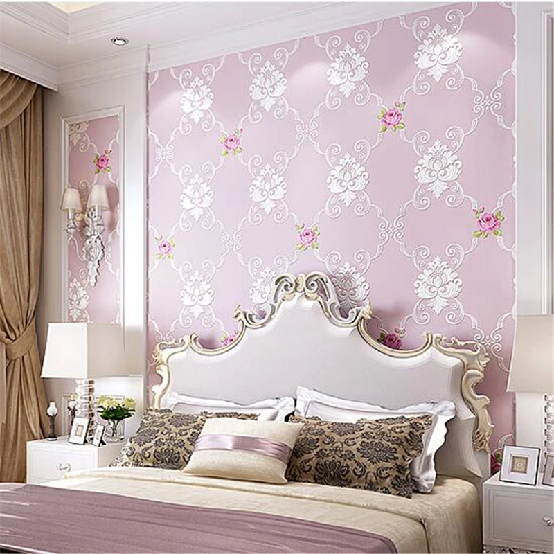 beibehang Pastoral European large flower embossed fine 3D non-woven wallpaper bedroom warm living room wall | Обустройство дома
