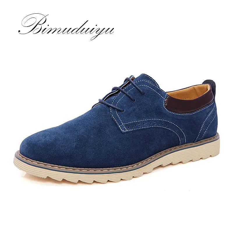 BIMUDUIYU Brand Classic Spring Autumn Top Suede Leather Men's Flat Shoes Casual Leisure Drive Oxford Large Plus Size Sale | Обувь
