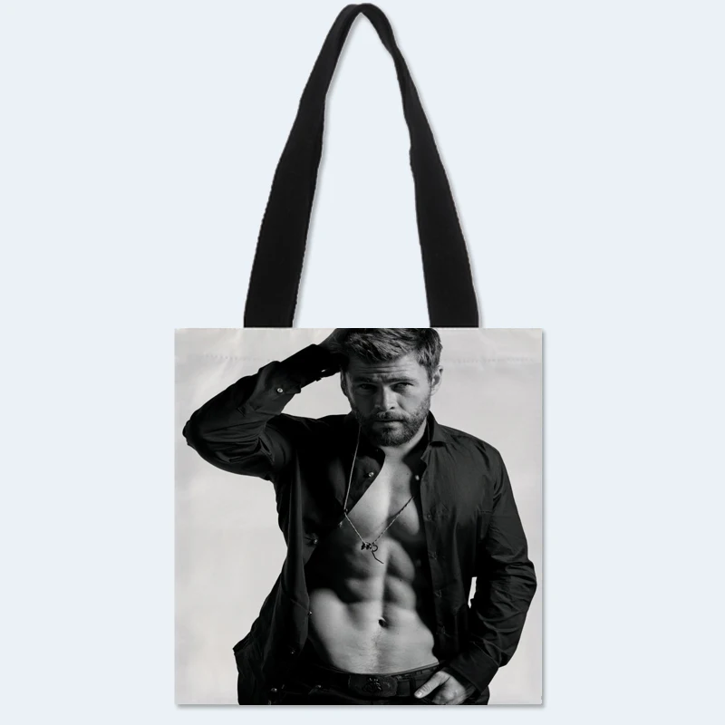 

Custom Chris Hemsworth printing shoulder bag canvas tote bag shopping travel bags book handbag Two sides printed custom logo