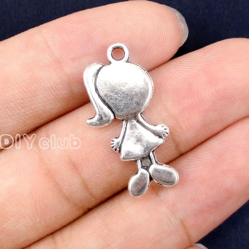 50 шт. подвеска в античном стиле из серебра 27x13 мм|charm pendant|silver girlgirl charm |