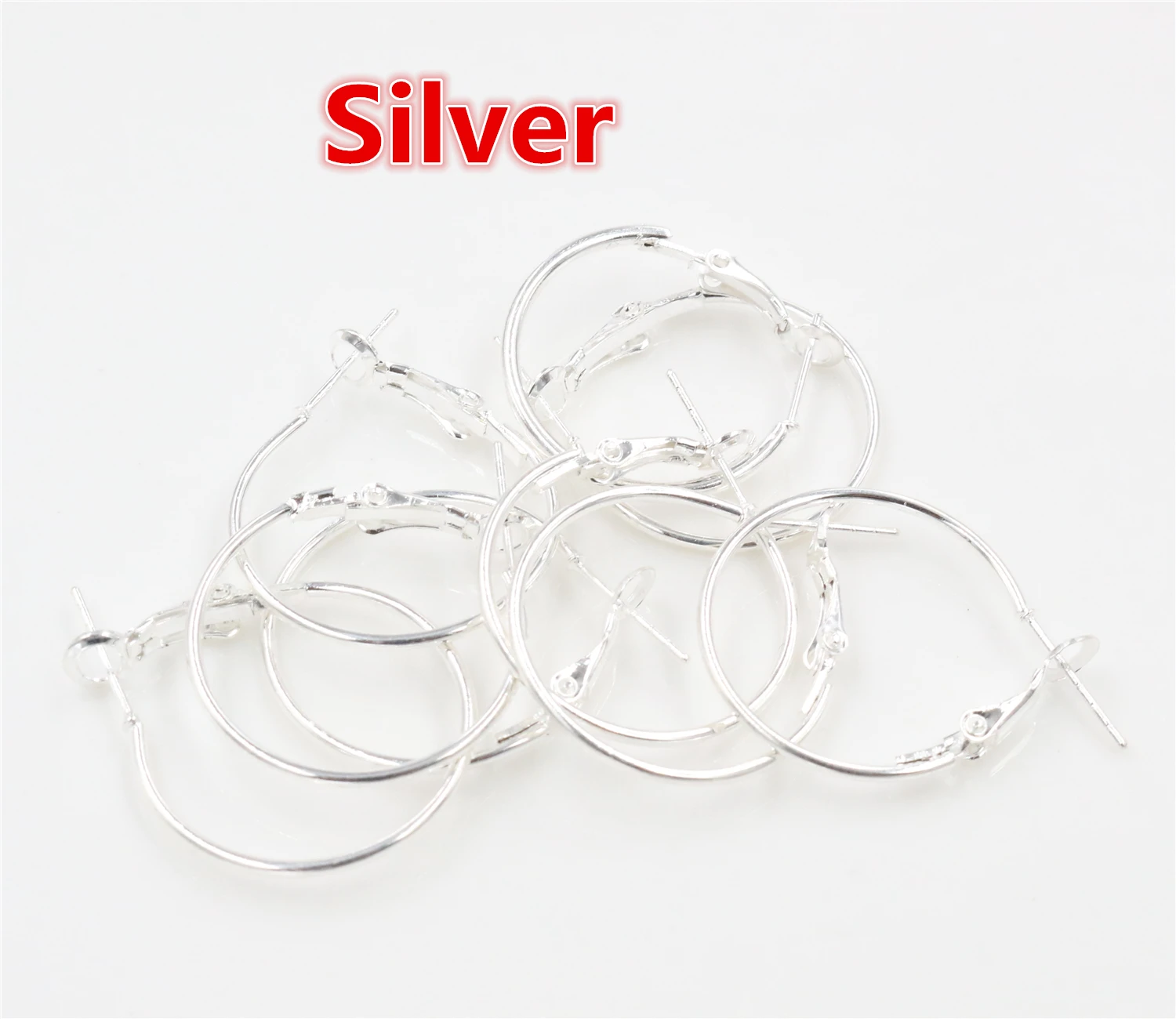 Silver 20 шт./лот, 20 мм, 25 мм, 30 мм, 5 цветов, Круглый круглый обруч, Круглый Большой круг обруч, серьги, сделай сам, для женщин, для изготовления ювелирных изделий - Цвет: Silver