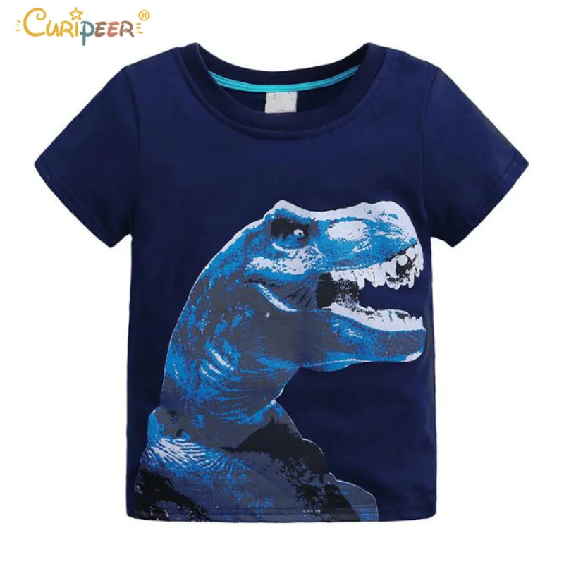 Baby Boys T-Shirt Children Clothing 2019 Dinosaur Clothes Long and Short Sleeve Tops Kids T-shirts for Boy Sweatshirt | Детская одежда