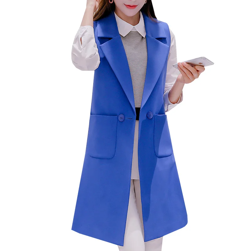 Новый модный брендовый женский жилет на весну и осень элегантный Длинный блейзер