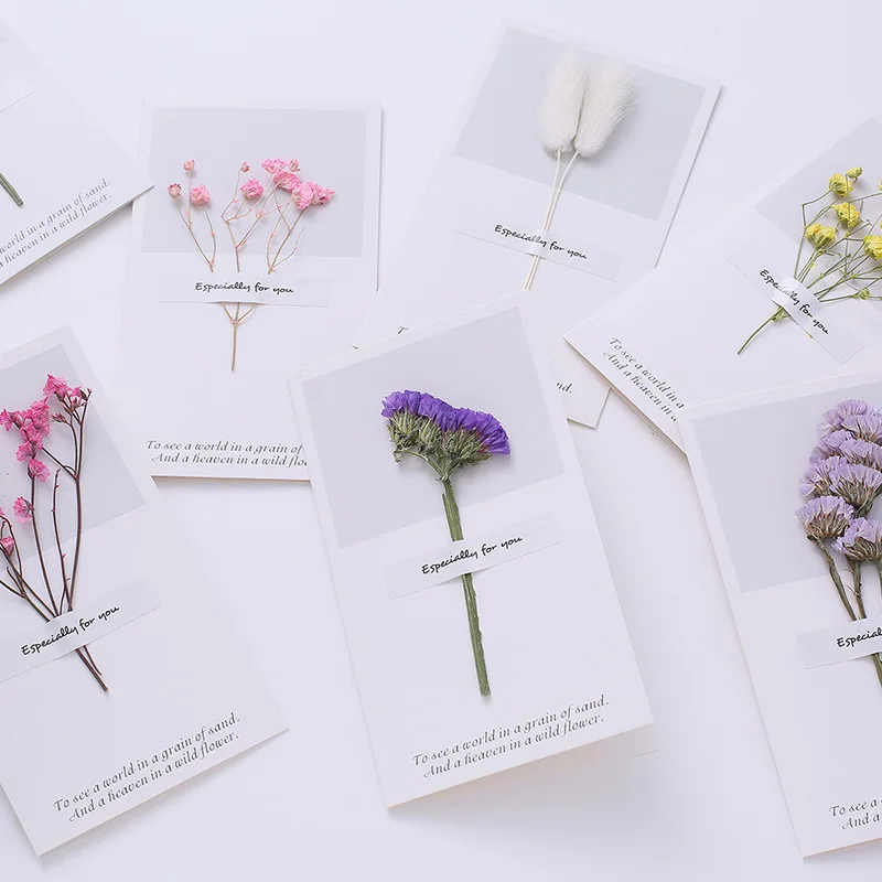 1 комплект Натуральные сушеные цветы складная пустая карта Gypsophila спасибо