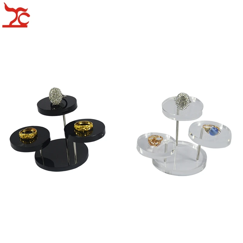Абсолютно новый 3 Слои Clear Black круглые акриловые ювелирные изделия Дисплей стенд