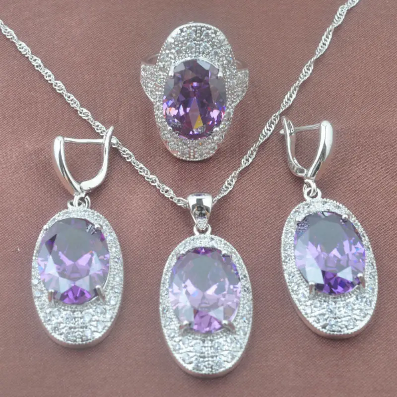 Горячая распродажа Фиолетовый Кристалл циркония женские серебряные Ювелирные
