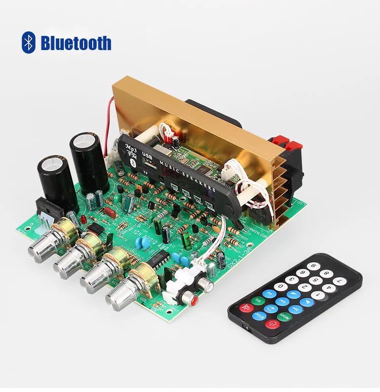 3*80 Вт Bluetooth 2,1 3 канала большой Усилитель мощности доска Многофункциональный TF \ USB \ FM \ AUX светодиодный дисплей дистанционное управление ЦАП для DIY