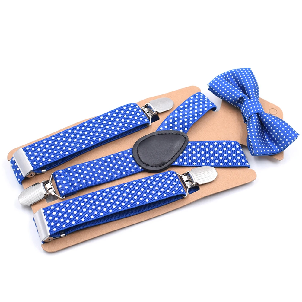 Royal Blue Подтяжки клип малыша повседневные милые дети комплект Мода Dot Детская Вечеринка для малышей галстук-бабочка для девочки мальчик боди костюм - Цвет: Royal Blue