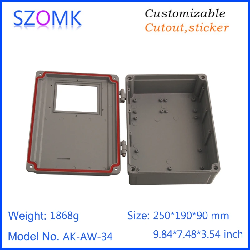 1 piece 250*190*90mm szomk hinged cover die cast waterproof aluminum amplifier housing box electronics enclosure | Обустройство дома