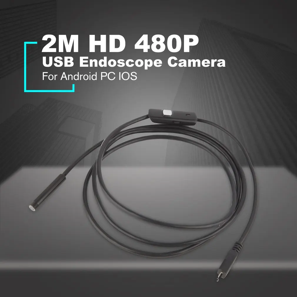 1 шт. USB эндоскоп камера HD 480 P 2 м водонепроницаемый 110A мягкий кабель 7 мм 6