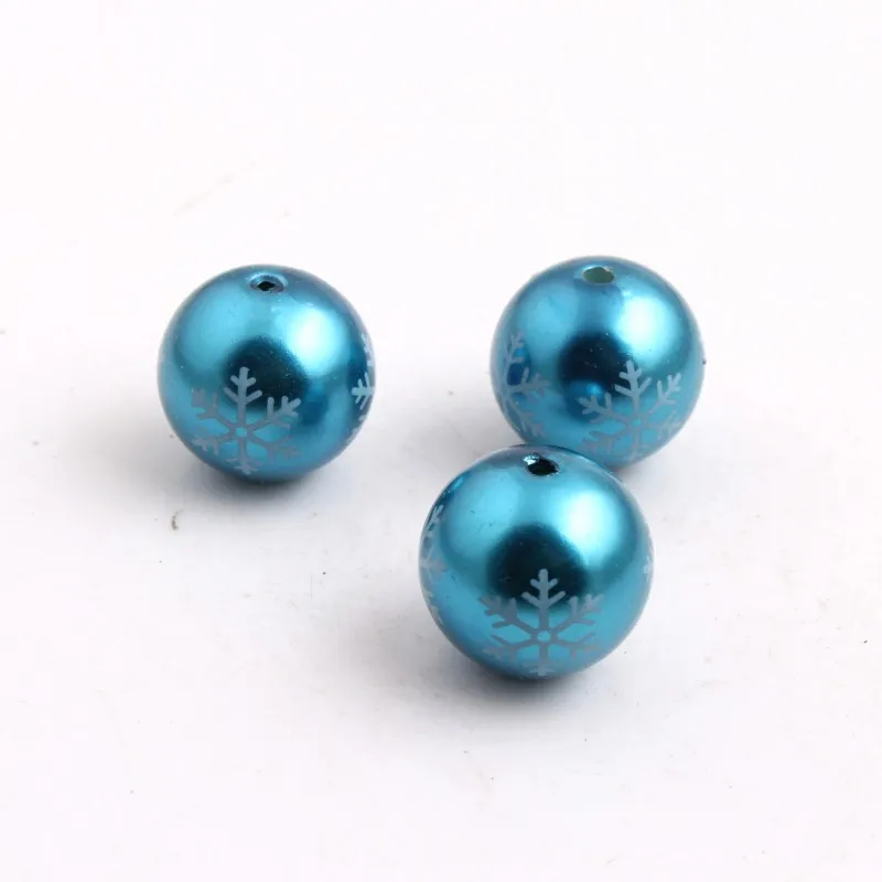 turquoise OYKZA Пластиковые акриловые имитация жемчуга с принтом снежинки бусины для большие каплевидные жевательной резинки ожерелье ювелирные изделия 20 мм 100 шт в партии - Цвет: turquoise