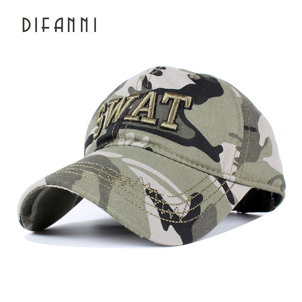 Difanni камуфляжная Мужская тактическая бейсболка США брендовая с надписью SWAT Кепка