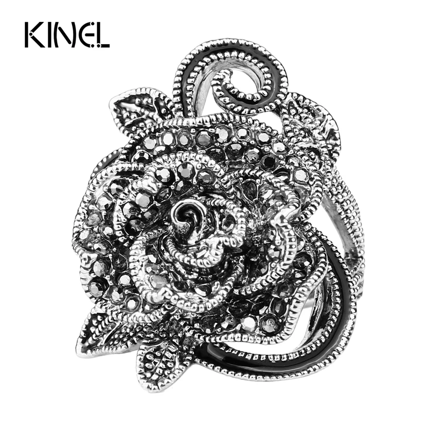 Роскошное кольцо с серым кристаллом посеребренное винтажное ювелирное изделие в