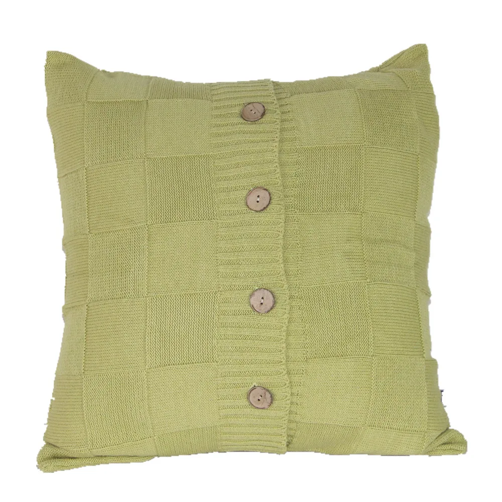 Cotton Knitted Decorative Cushion Cover Double-Cable Knitting Patterns Super Soft Square Warm Pillow Covers | Дом и сад