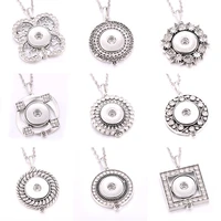 2019 new round snap jewelry metal rhinestone snap button necklaces 18mm snap pendant necklace for women girls diy jewelry