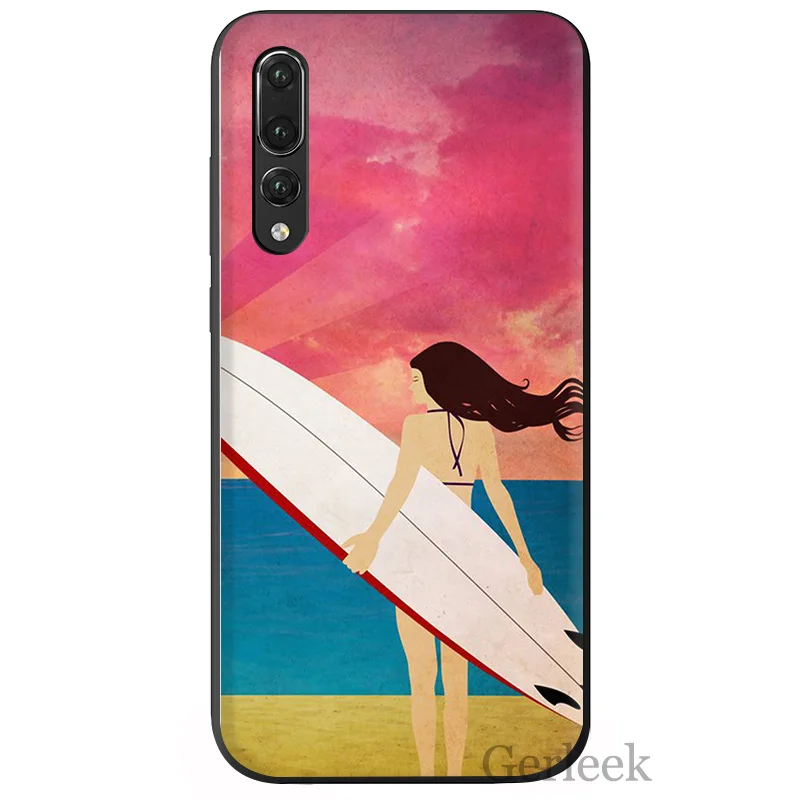 Чехол для мобильного телефона Surf Art Girl ультратонкий мультяшный рисунок Huawei P Smart P30