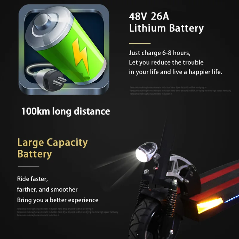 48V500W Electric Scooter 100KM 10'' 26A Battery Patinete Electrico Adulto Foldable Kick e scooter Electric Skateboard Hoverboard