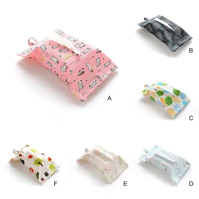 New Portable Hanging Tissue Bag Flower Pattern Linen Towel Paper Bags Creative Car Home Wall Storage Holder Case | Автомобили и