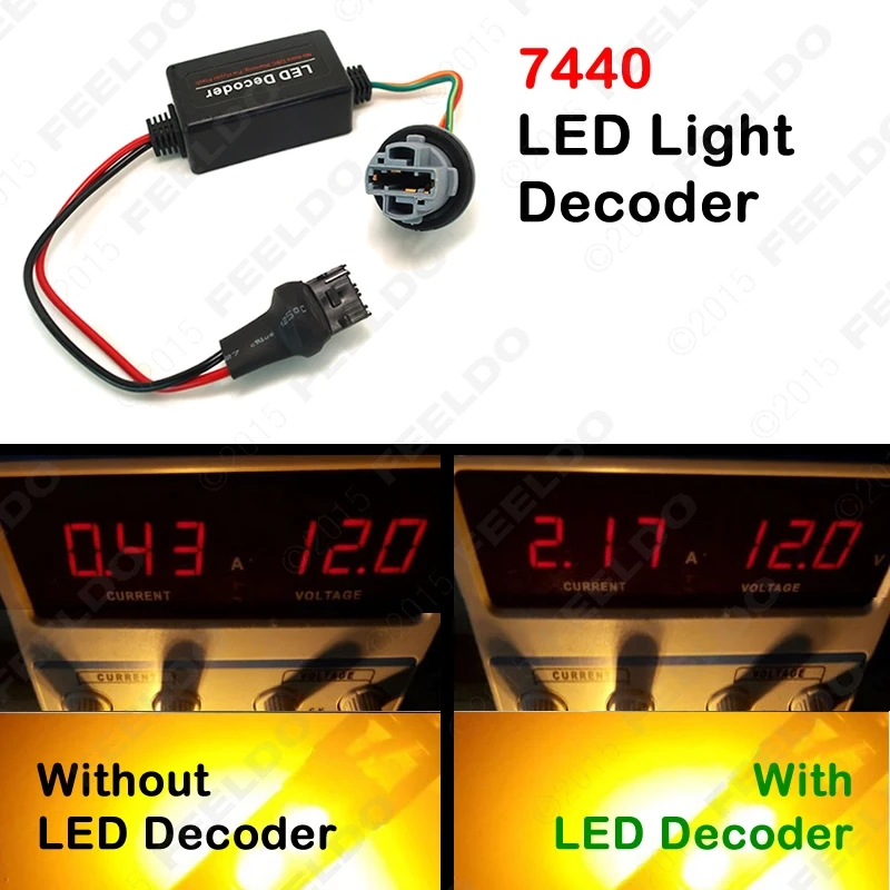 

FEELDO 4Pcs DC12V T20 7440 LED Light Warning Canceller Decoder Load Resistor NO-OBD Error NO Hyper Flash Adapter #MX2270