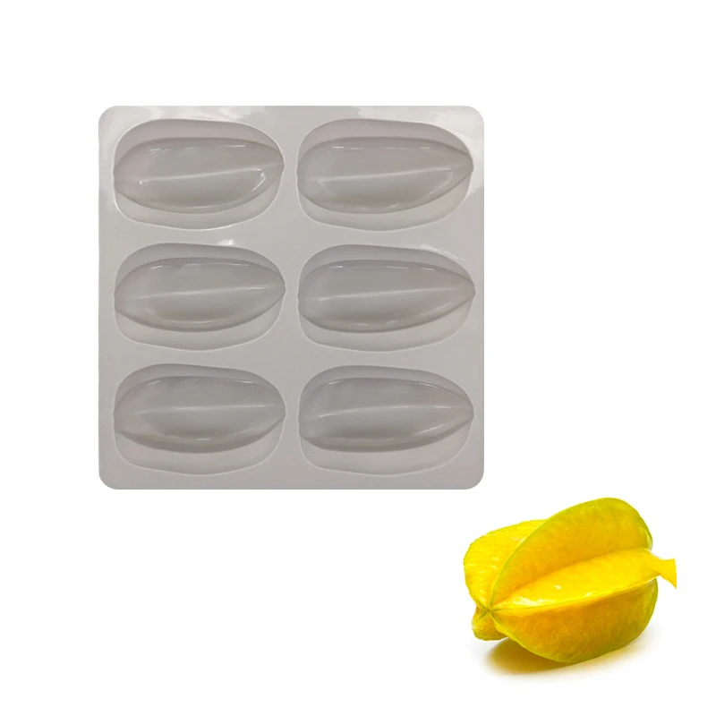 Carambola Силиконовые 3D формы, фруктовые яблоки, лимон, мусс, форма для выпечки, шоколадный кекс, тарелка для торта, сделай сам, Маффин, помадка, кухонные инструменты для тортов - Цвет: Carambola