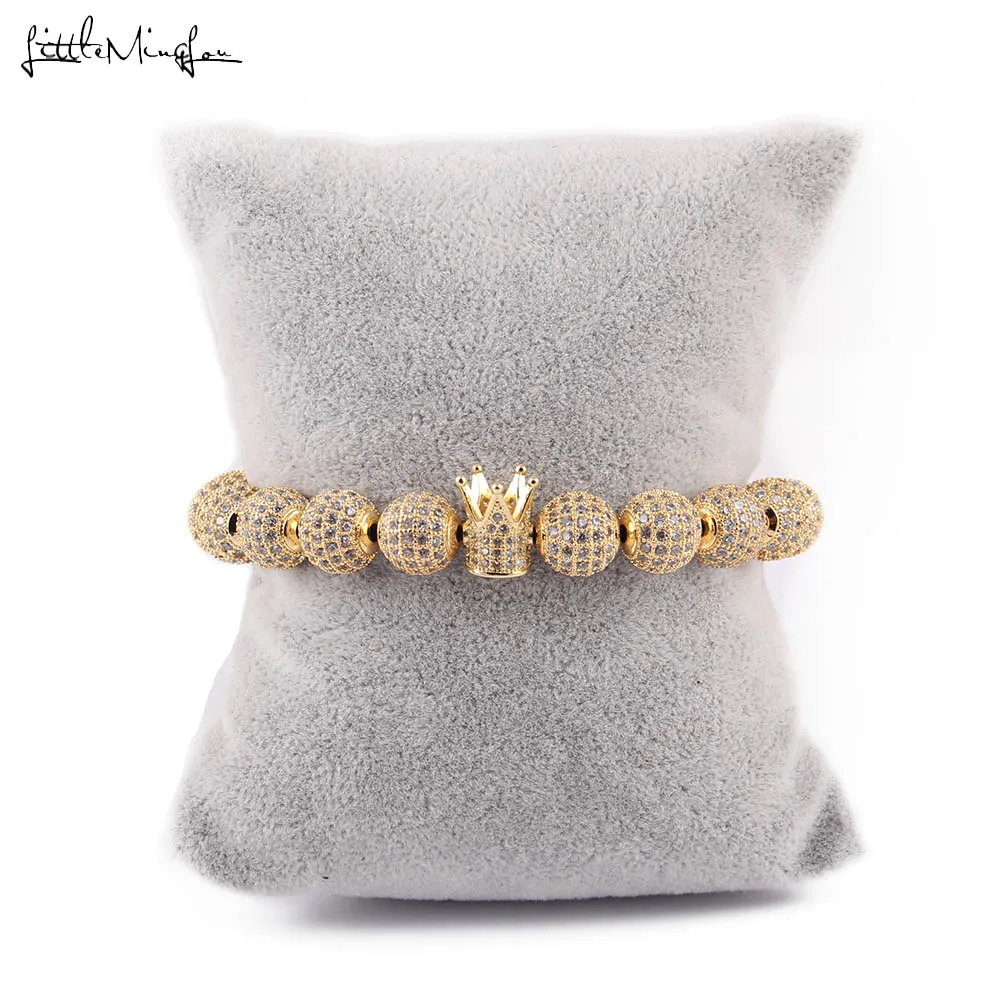 Маленький женский роскошный браслет MingLou с белым фианитом и бусинами 4 мм