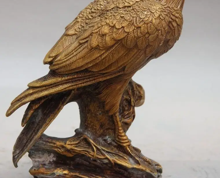 Китайская фольклорная бронзовая медная резная статуя птицы счастливого орла