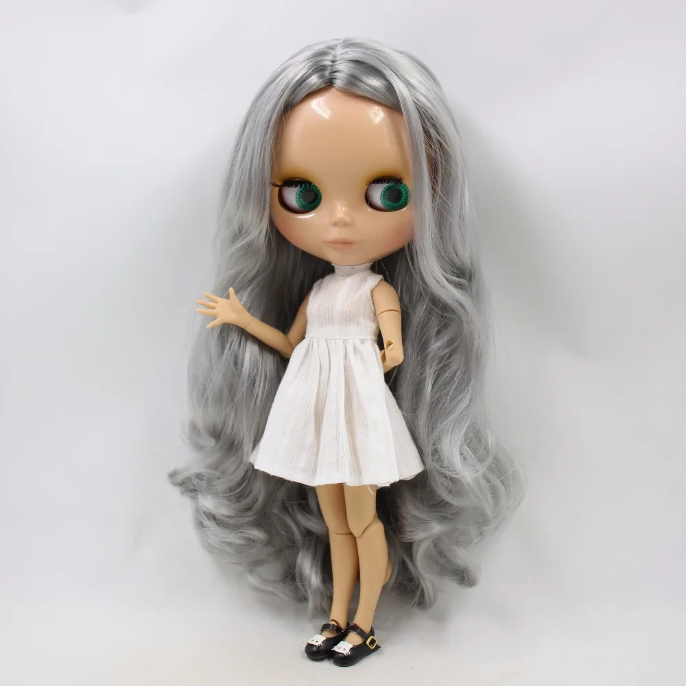 Ледяная кукла DBS Blyth седые волосы без челки желто коричневый кожный сустав 1/6 bjd 30