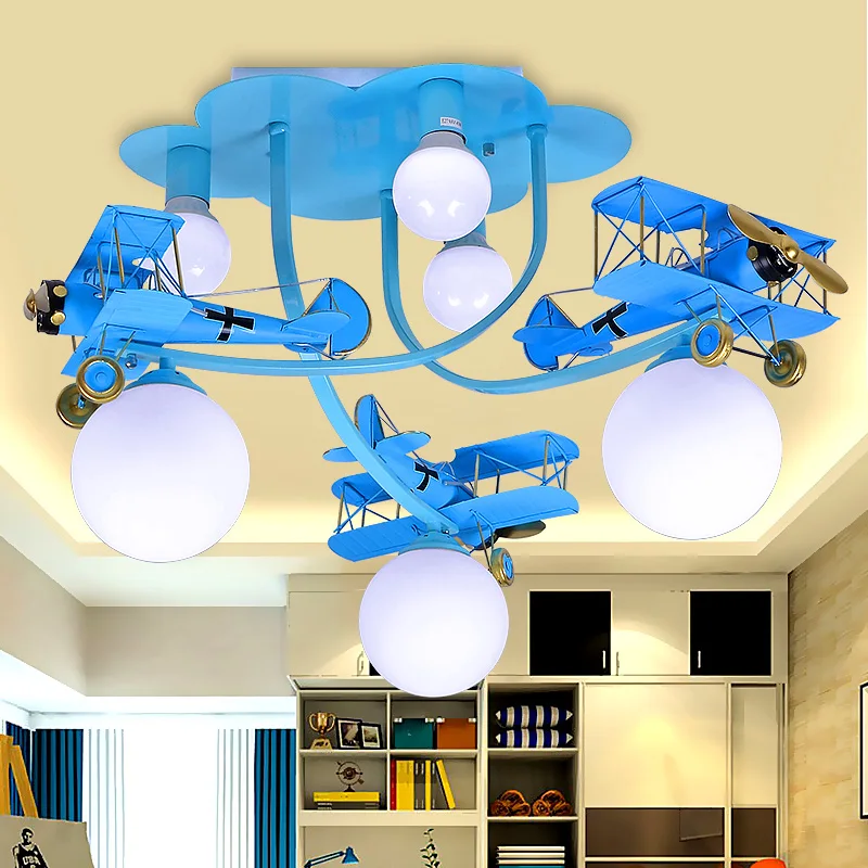 

Vintage Iron aircraft Children toy modern Pendant lights Cartoon Room Creative Bar Kindergarten Decorative pendant lamps ZA ET35