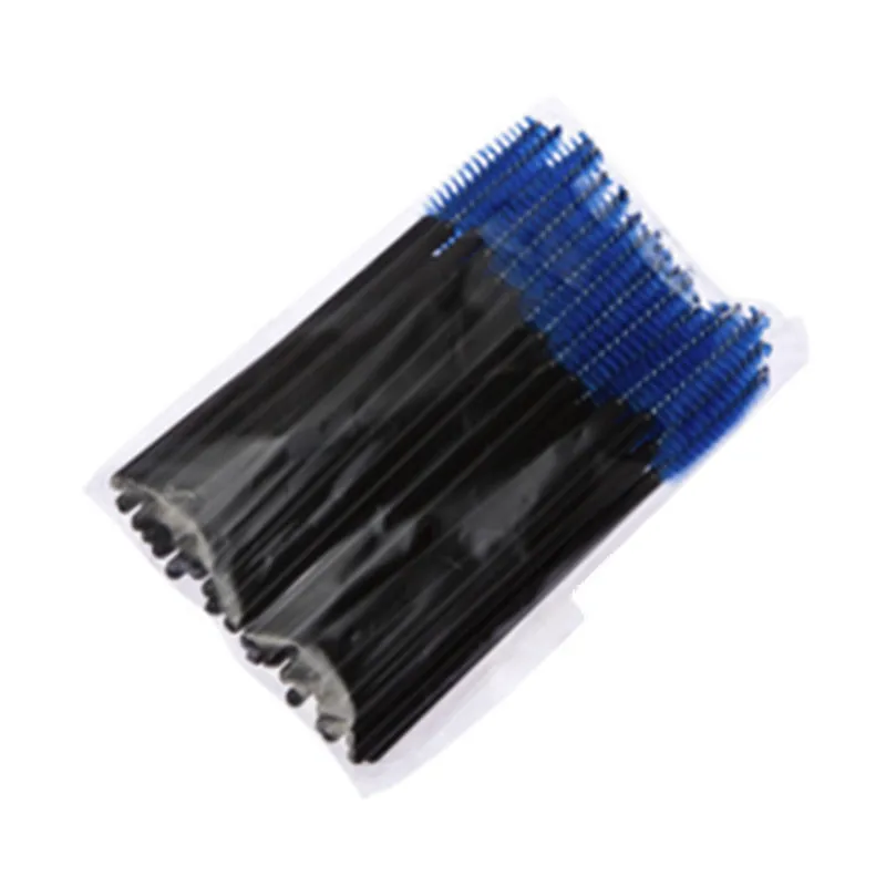Black-Blue 50 шт. щетка для ресниц Макияж щеточки Одноразовые Тушь для ресниц палочки аппликаторы для ресниц косметические кисти инструменты для макияжа 7 цветов - Handle Color: Black-Blue