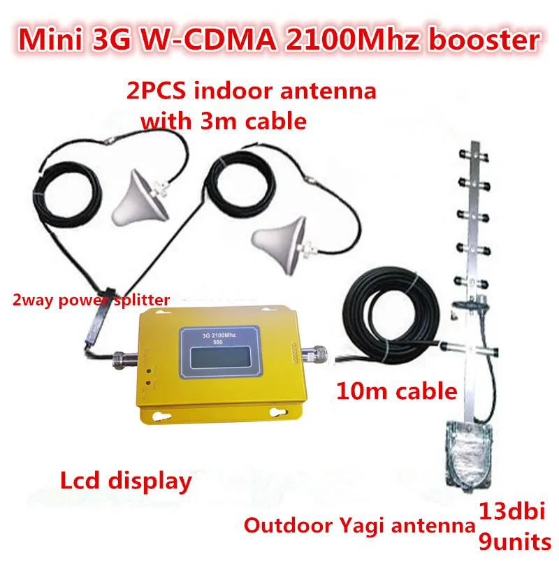 ЖК дисплей мини WCDMA UMTS 3g 2100 MHZ Мобильный телефон ретранслятор сигнала усилитель + 2