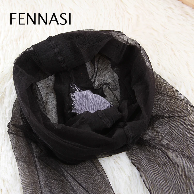 Женские эластичные колготки FENNASI черные прозрачные компрессионные с открытым