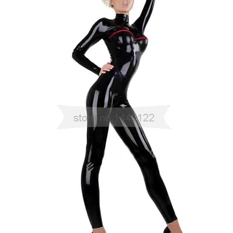 Черный латексный комбинезон с открытой грудью Zentai резиновый Фетиш-боди латекса размера плюс комбинезон взрослый костюм BNLC166