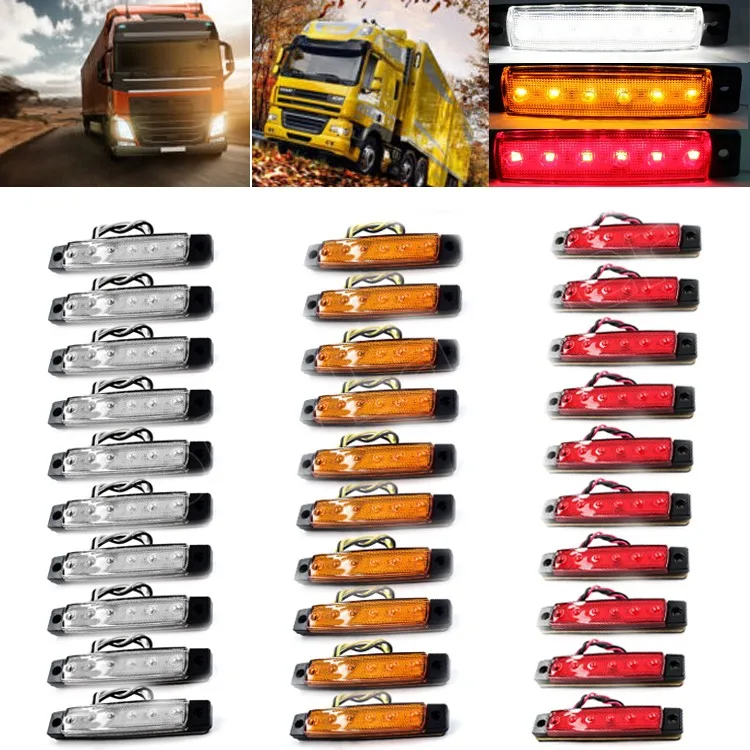 

30 pieces 12V 24V available LED Side Marker Blinker Light Lamp For Car Truck Trailers red yellow White Hot Selling