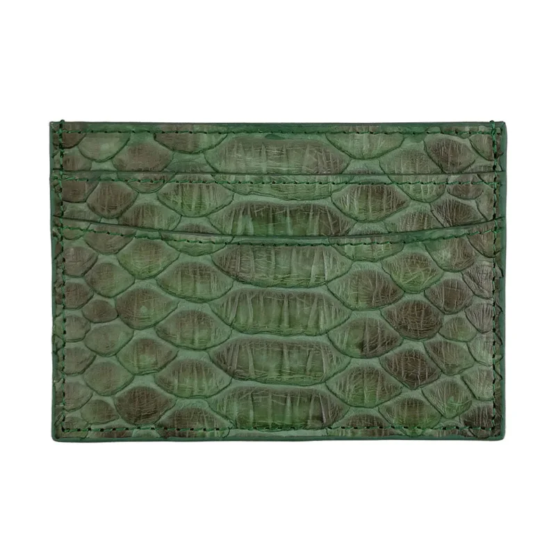 dark green Тонкий мини-кошелек из натуральной кожи с держателем для карт для женщин и мужчин, держатель для кредитных карт из Натуральной Змеиной кожи, чехол из питона для карт i6 i7 - Цвет: dark green
