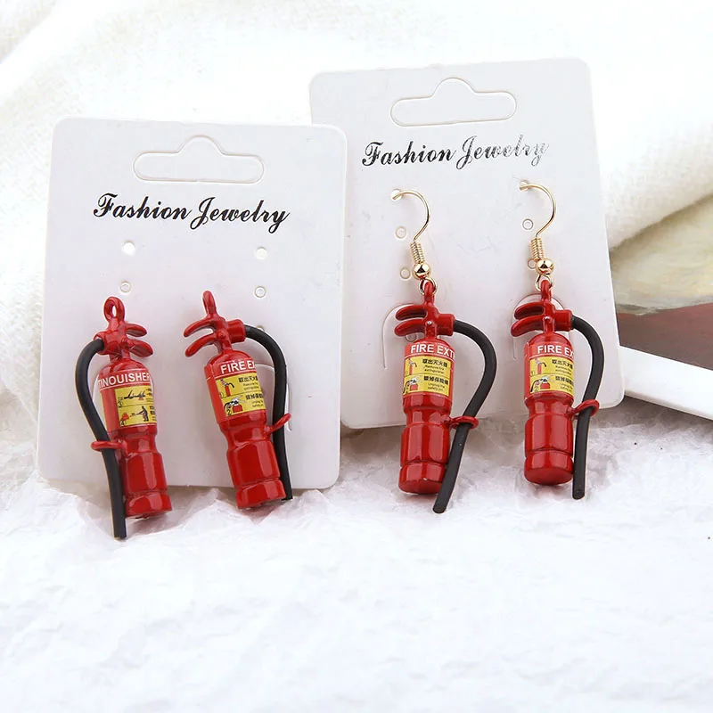 

10pcs/lot Cute 3D alloy fire extinguisher pendant red fun Charm DIY accessories of earring apparel Ear Studs tag Jewelry