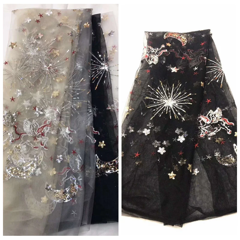 LASUI 1y = 1 лот 4 цвета Пегас + звездная звезда вышивка блестками сетчатая кружевная