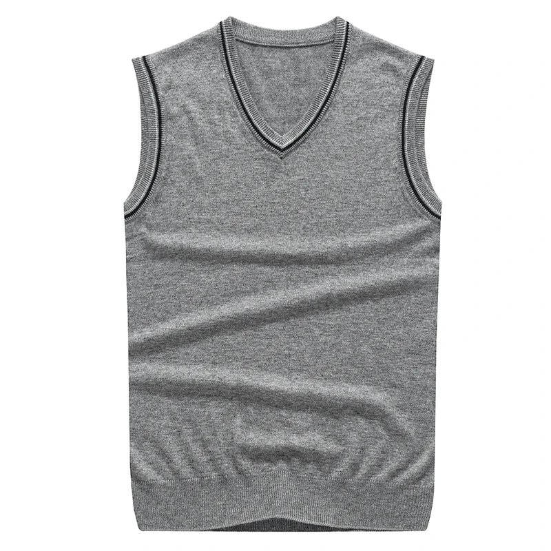 Лидер продаж вязаный кашемировый свитер без рукавов однотонный жилет для мужчин