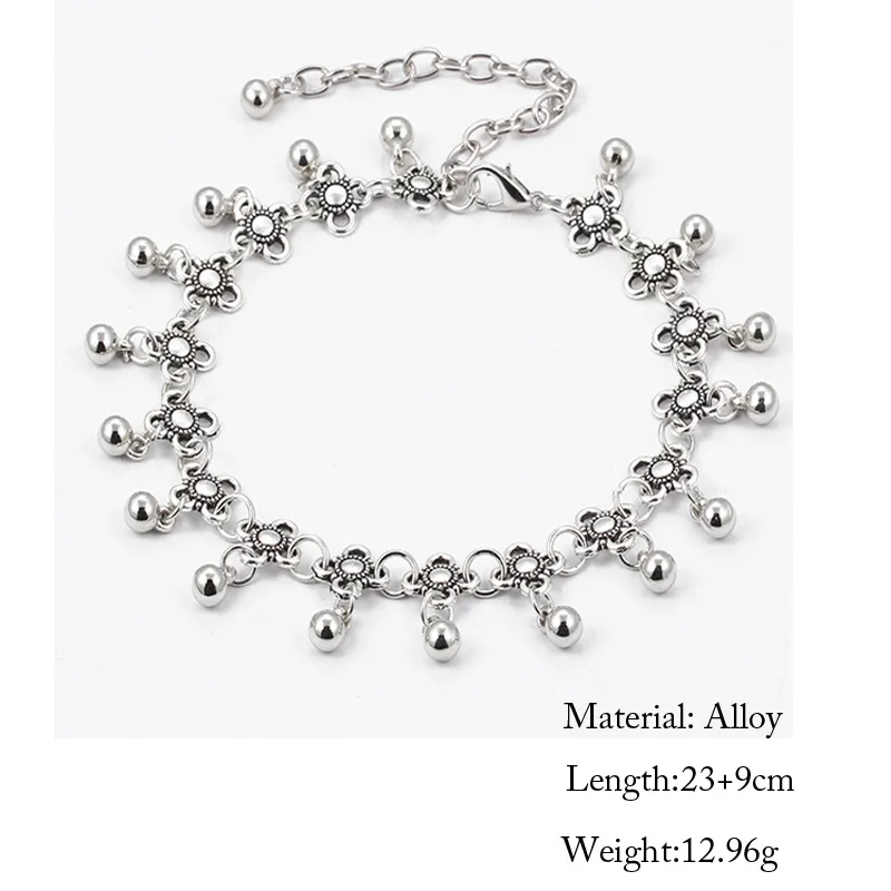 Новый сексуальный винтажный Серебристый браслет на ногу цепочка с бусинами