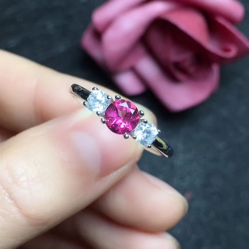 Кольцо CoLife Jewelry розового топаза для молодой девушки 5 мм VVS натуральное серебро 925 Серебряное кольцо в подарок на день рождения.