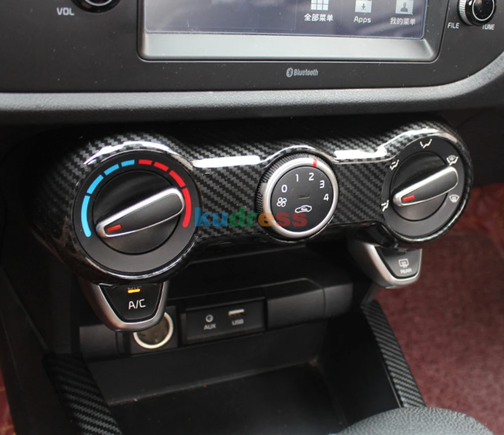 Для Kia Rio 4 X-line ABS Матовый/углеродное волокно центральная консоль управления AC кнопка включения панель Крышка Кондиционера отделка