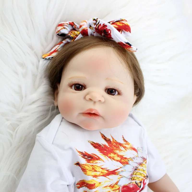 BZDOLL 22 &quotполный силиконовые куклы для младенцев девочек Bebe 55 см Реалистичная Reborn