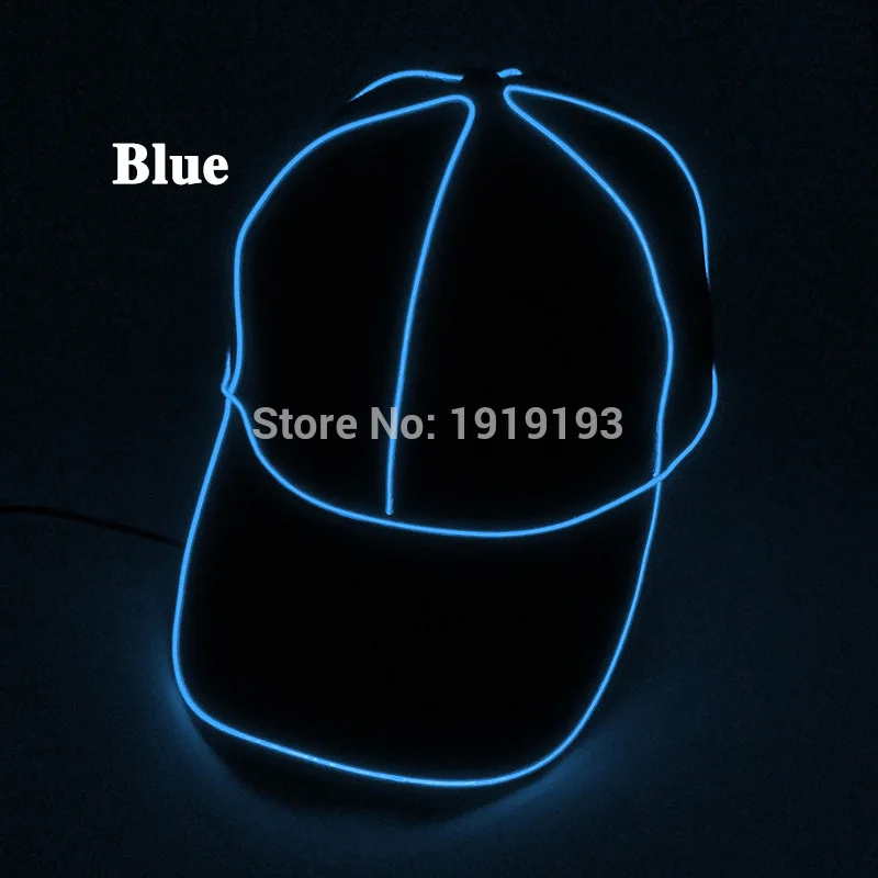 Blue Топ продаж сверкающие неоновые светодиодные полосы трубы Рождественский колпачок светильник EL Wire мерцающий спортивный головной убор для флуоресцентный танцевальный вечерние Декор - Испускаемый цвет: Blue