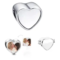 sublimation blank heart photo bead metal slider big hole 5mm european charms hot transfer printing material 15pcslot