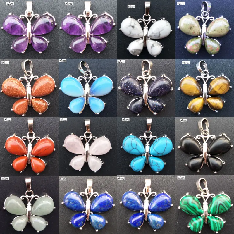 Малахит, кристалл, лазурит, опал, Голубой песок, сердолик, тигровый глаз, авантюрин, Howlite, Бабочка, женский и мужской кулон, бисер WB710