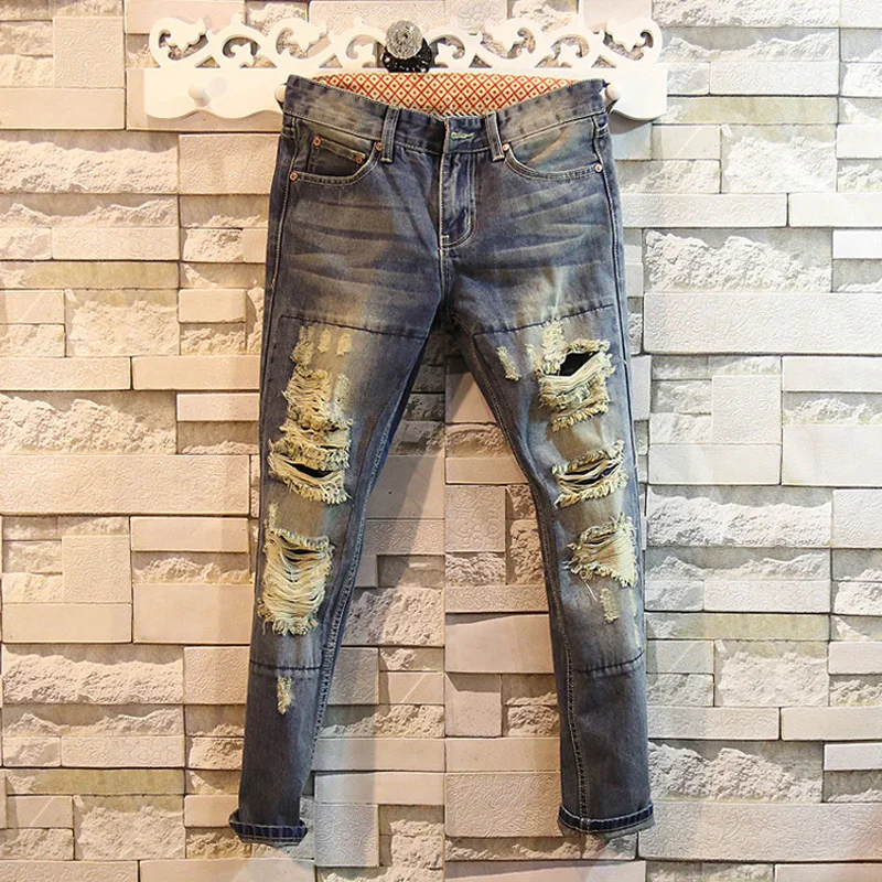 2016 Мужчин луч отверстие джинсы брюки мужской 9 гарем pants005|pants canvas|pant presspants dainese |