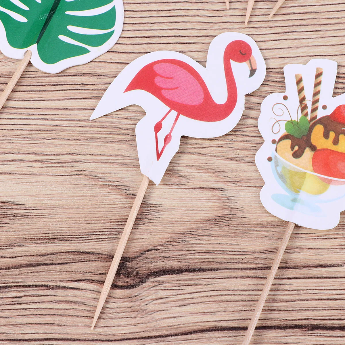 72 шт. Бумажные Цветы Листья торт Топпер милый Фламинго ананас кекс топперы