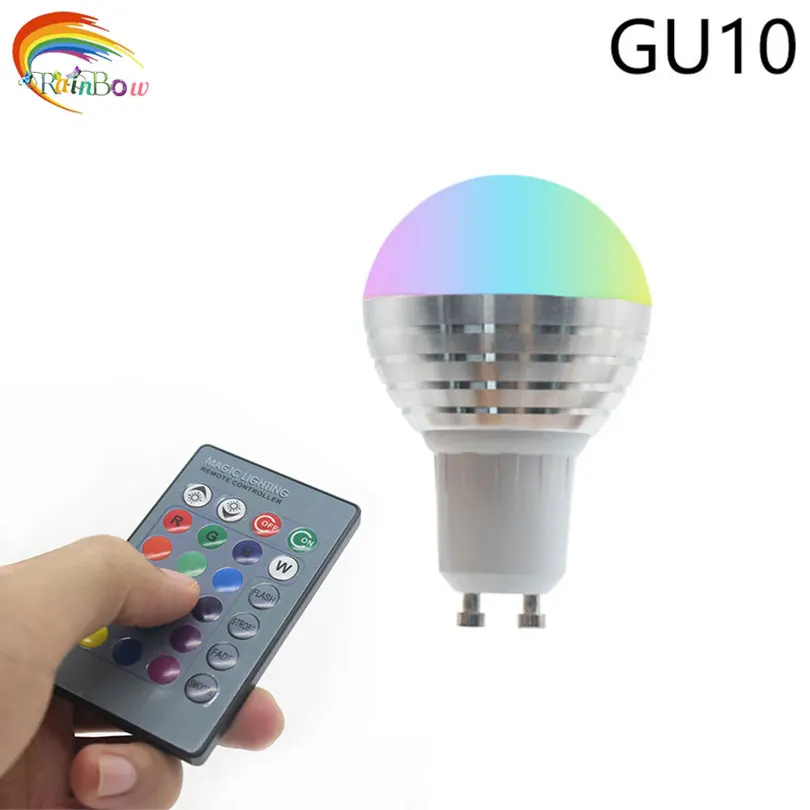 1 шт. E27 E14 GU10 LED RGB лампа AC110V 220В 5 Вт светодиодная с регулируемой яркостью волшебное