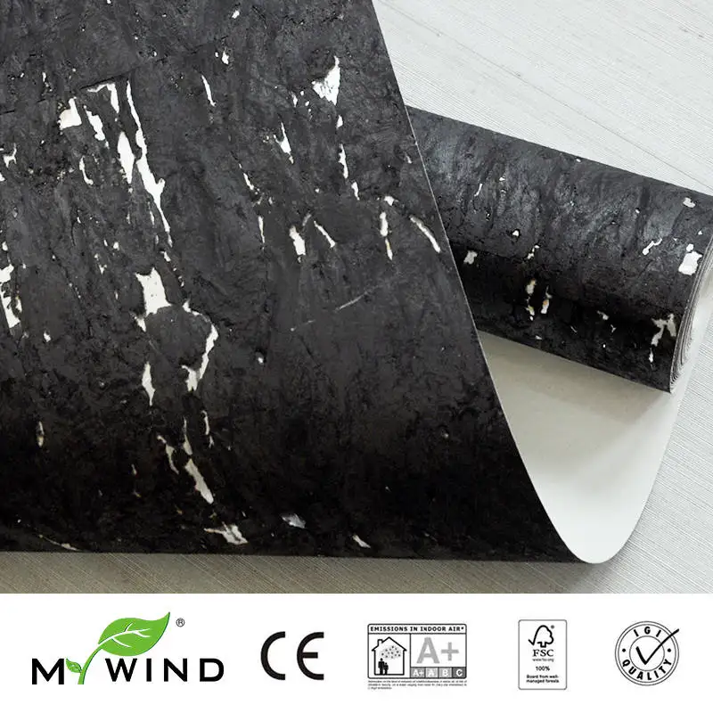 Обои MY WIND темно черные серебристые Роскошные 100% натуральный материал