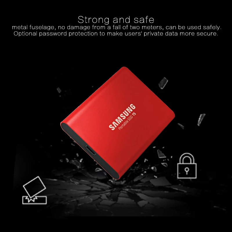Samsung Портативный SSD T5 250 ГБ 500 1 ТБ внешний твердотельный накопитель HD Жесткий диск 2," USB 3,1 Gen2(10 Гбит/с) для ноутбука, настольного компьютера