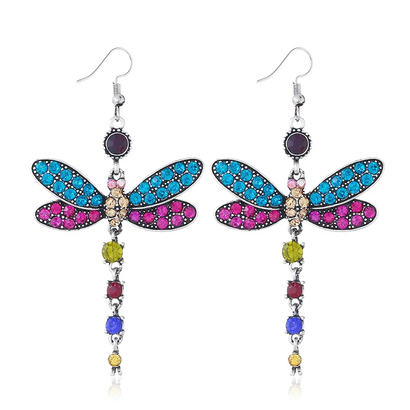 Серьга Boho креативная мода инкрустированные многоцветные циркониевые серьги в форме стрекозы для женщин обручальные свадебные трендовые стильные